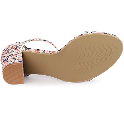 Image of Allegra K Women's Floral Print Open Toe Block High Heels Summer Sandals