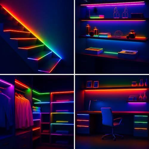 Image of NEWNESS 5 Meter RGB Neon LED Strip Light | IP65 Waterproof Indoor Outdoor Flexible Silicone Rope Light with 12V Adapter for Home Decor