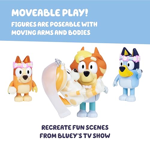 Bluey Wedding Figures Pack of 4, Articulated Character Toys with Uncle Rad, Frisky, and Flower Bingo Figurines, Action Figures for Kids Ages 3+ by Bluey - Image 4
