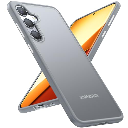 TORRAS Shockproof Designed for Samsung Galaxy S24 Case 6.2", 12FT Military Grade Drop Tested, Translucent Matte Hard Back & Soft Edge Thin Slim Protective Galaxy S24 Case 5G Guardian Series, Grey