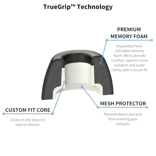 Comply TrueGrip | Premium Memory Foam Replacement Earbud Tips for Apple AirPods Pro Gen 3 | Long Lasting Comfort, Secure Fit, Superior Noise Isolation| Black (Large) (3 Pairs) by Comply - Image 8
