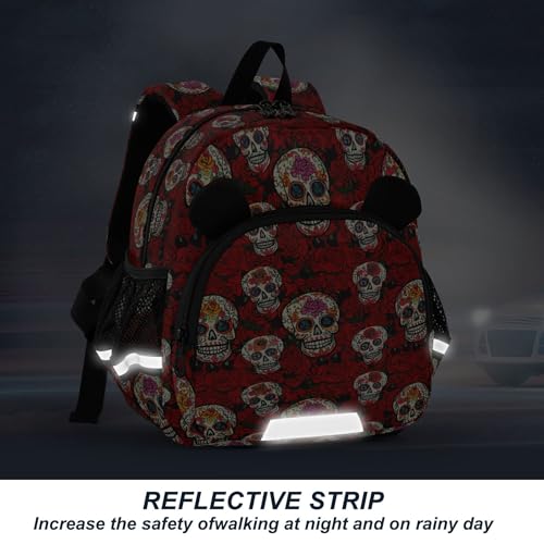 Skull Flower Toddler Backpack for Girls Boys,Preschool Kindergarten Backpack Kids Backpacks for Girls B04044094