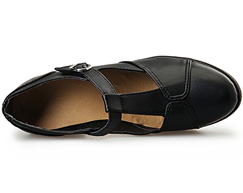 DADAWEN Women's Classic T-Strap Platform Mid-Heel Square Toe Oxfords Dress Shoes - Image 7