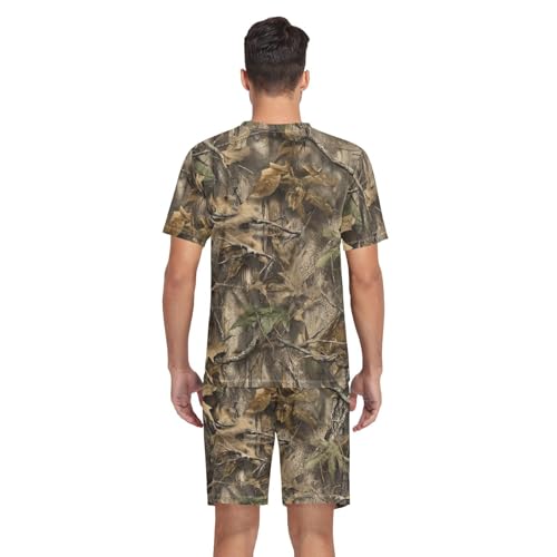 Laprad Men's Pajamas Set Short Sleeve Sleepwear Comfortable Loungewear Camo with Pockets Nightwear3