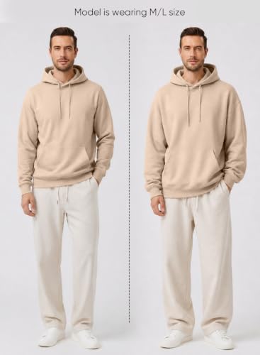 Image of JMIERR Mens Fleece Lined Hoodie Pullover Drawstring Pocket Winter Warm | Cozy fleece-lined pullover, adjustable drawstring hood, kangaroo pocket, regular fit, machine wash