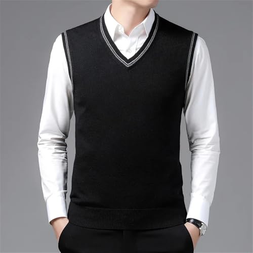 Dcvmvmn 2024 Winter Men's Knitted Sleeveless Pullover Sweater Fashion Solid Color Warm Large Size Vest3