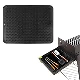BOXOB Silikon Grillmatte für Blackstone Grill, 40x30 cm Hitzebeständig Grillwerkzeug-Pad Grillzubehör zum Grillen im Freien Camping Kochen Geschirrtrocknen Spatelhalter (Schwarz)