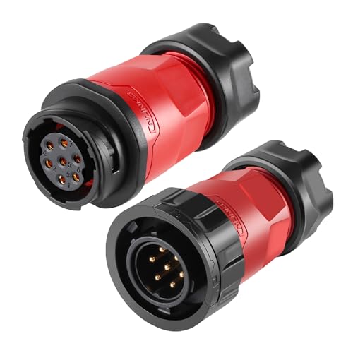 CNLINKO YM-20 7 PIN Industrial Waterproof Connector,IP68 Circular Connector,PBT Plastic Shell Quick Plug Aviation Connector M20 Male Plug and Female Plug