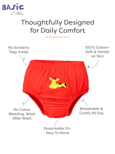 Image of superbottoms Basic Brief for Kids | Unisex, 100% Pure Cotton Innerwear | Breathable & Soft Kids Underwear | Baby Brief I Pack of 10