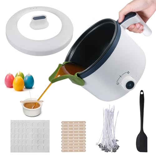 Chauffe cire bougie électrique 1.8 L avec accessoires mèches et cuillère de mixage