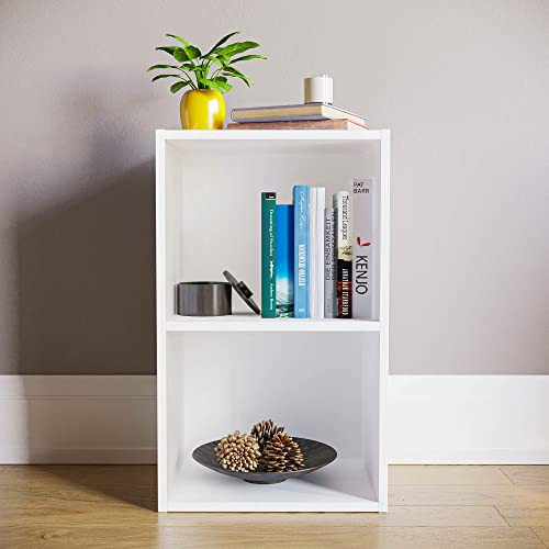 Vida Designs Oxford Bücherregal mit 2 Ebenen, würfelförmig, weiß, Holz-Regaleinheit für Büro, Wohnzimmermöbel
