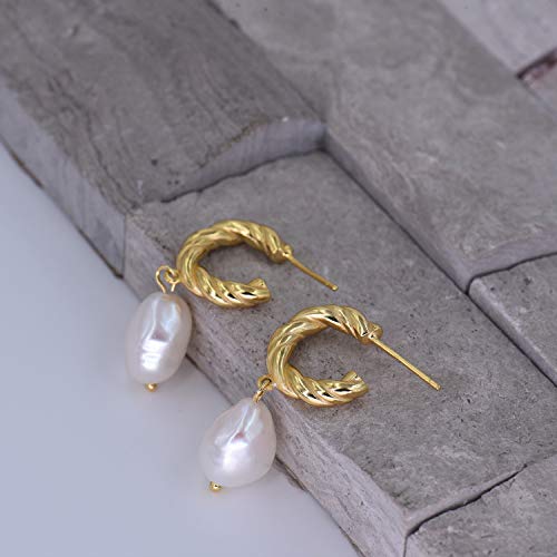 Baroque Pearl Earrings [.925 Sterling Silver] - Vintage/Art Deco/Gala/Evening Wear/Elegant/Ballroom/Bridal3