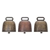 AKOOSY Cencerros De Cobre Para Ganado y Mascotas, 3 Piezas (2 Verde Antiguo 1 Rojo Antiguo), Campanas Resistentes Para Collar, Manualidades y Pastoreo Al Aire Libre