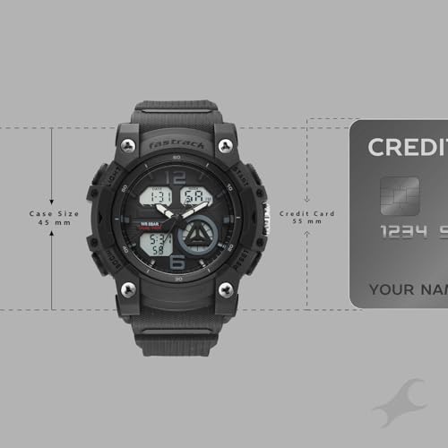 Image of Fastrack StreetStyle 6.0 with Analog Digital Black Dial Black Polyether Strap Watch for Men - 38133PP01W