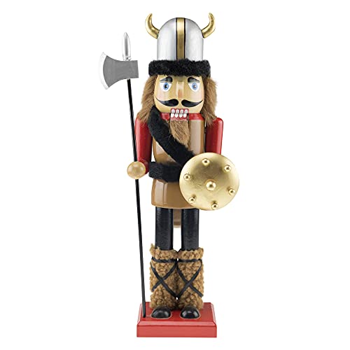 Clever Creations Viking 14 Inch Traditional Wooden Nutcracker, Festive Christmas DÃ©cor for Shelves and Tables