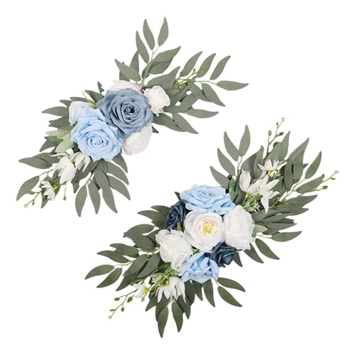 Guirnalda de rosas artificiales azules para solucionar decoración de bodas 5