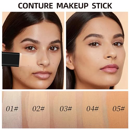 Concealer Foundation Stick,2 In 1 Long-Lasting Concealer Contour Stick with Brush,Full Coverage for Dark Circles & Blemishes,Korean Waterproof Sticks Foundation for All Skin Tones (02NATURAL)