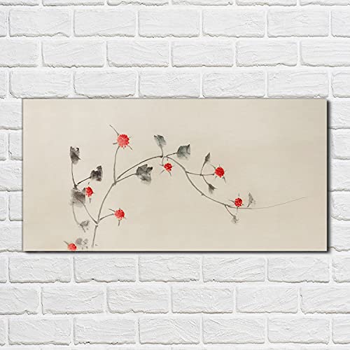 Tableau en verre 100x50cm branche de fleurs pour salon moderne