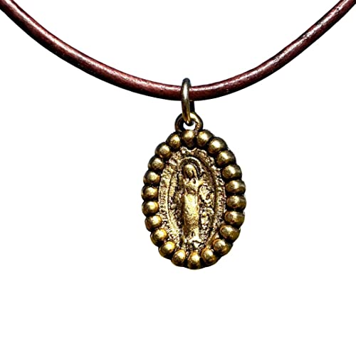 Small Miraculous Mary Necklace - Virgin Mary Medal, Religious Jewelry, Women Choker, Girls Gifts, Faith, Medalla Milagrosa, Catholic Mens, Protection Charm, Blessed Mother, Christian Pendant (Gold) #TOP21