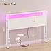 Merronix Full Sized Headboard with 2 Tiers Storage Shelves, Sturdy and Stable Headboard with Charging Station, USB Ports and LED Light for Full Bed Frame, White