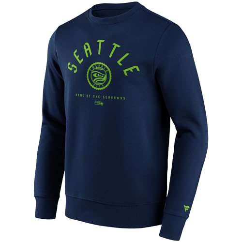 Sudadera Seattle Seahawks Fanatics Crew para protegerse del viento con capucha de algodón