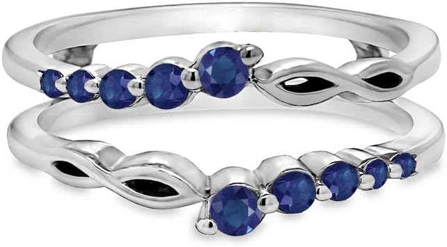 Sapphire Enhancer Ring, 14K Gold Finish Enhancer Guard Ring For Women, Enhancer Ring For Women