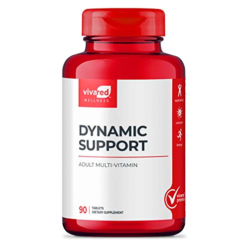 VivaRed Dynamic Support, Adult Multivitamin for Women and Men with Vitamin C, Vitamin D, Biotin, Calcium, Magnesium, Zinc, Potassium, and More, Adult Multivitamin