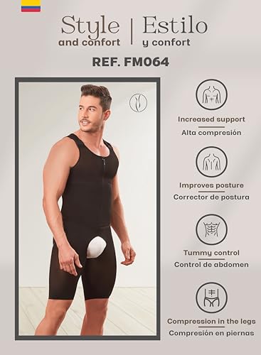 064 Fajas para Hombres - Mens Shapewear Colombian Girdle - High Compression Fajas Colombianas para Hombre with Zipper4
