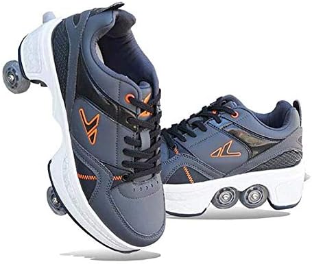 WedsfRoller Skate 2 in 1 Removable Pulley Skates Skating Double-Row Deform Wheel Deformation Automatic Walking Shoes Invisible