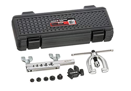 ARES 70212 - Double Flaring Tool - Use on Copper, Aluminum, Soft Steel Brake Line and Brass Tubing - Includes Mini Tubing Cutter and Storage Case