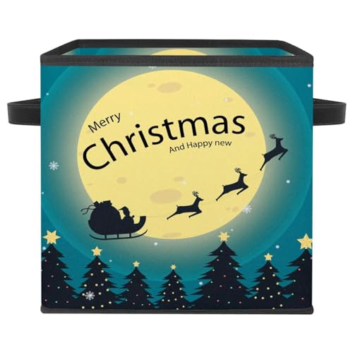 Boîte de rangement pliable cube en tissu Noël pour jouets et vêtements