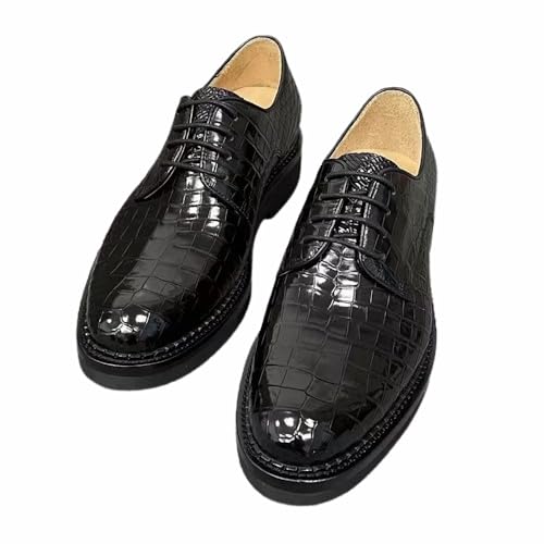 Authentic Exotic Crocodile Skin Men's Classic Black Dress Oxfords Genuine Alligator Leather Male Lace-up Rround Toe Derby Shoes
