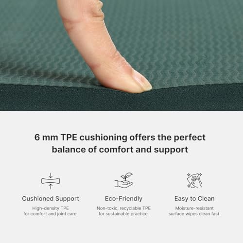 Image of CULT Yoga Mat - Premium TPE Yoga Mat for Woman & Man | 6mm Extra-Thick Cushioning Anti-Slip Yoga Mats for Kids & Adults | Non-Toxic Latex-Free Workout Exercise Mat with Travel Strap (Forest Green)