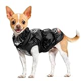 ABRRLO Winter Warm Dog Jacket for Small Medium Dogs Cat Cold Weather Coats with Harness Paded Dogs Fleece Vest Waterproof Windproof Dog Snow Jacket Pet Puppy Clothes (Black,XS)