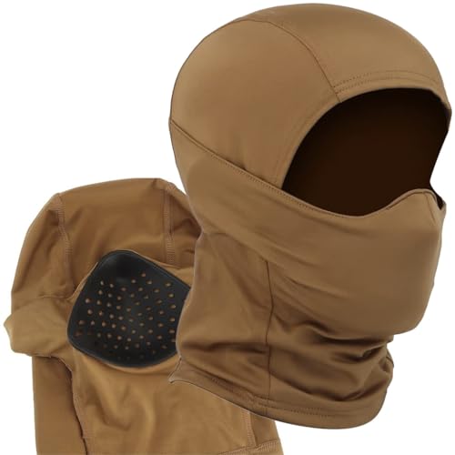 YChoolco 通気性のあるタクティカルバラクラバ ? Gen 2 シリコンフルフェイスマスク、忍者スタイルのヘッドギアとヘルメットライナー、アウトドアとエアソフト保護用(Brown)