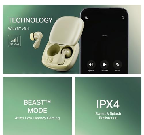Image of Wireless Bluetooth Earbuds 313 with Pro 45ms Low Latency Beast Mode for Pro Gaming, Smart Touch Controls, IWP Auto-Pairing, Secure Sports Fit