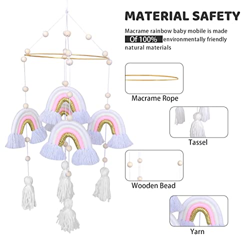 Boho Crib Mobile, Baby Mobile For Crib, Baby Crib Mobile By Rainbow Wall Hanging Decor,Rainbow Baby Mobile Hanging Macrame Baby Mobile Rainbow Neutral Baby Crib Mobile Kids Room Nursery Decor #TOP3