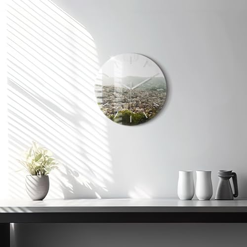 Horlogerie moderne Wallfluent de qualité supérieure avec panorama de Barcelone - 3
