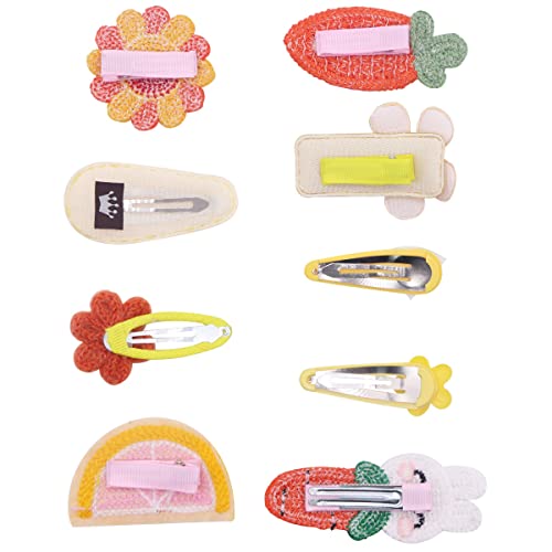 Petunny Cute Hair Clips Set,9Pcs Cartoon Flower Fruit Animal Snap Hair Clips Barrettes For Girls Fully Lined Alligator Colorful Hair Accessories For Baby Girls Toddlers Kids,Rabbit And Carrot #TOP4