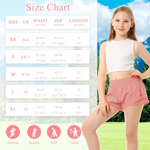 DOCUMO Meninas Shorts Esportivos Com Forro, Leves Para Corrida, Adolescentes, De Secagem Rápida, E A