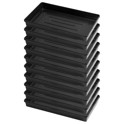 Pullmer Lot de 10 bacs de serre 55,5 x 31,5 x 6,5 cm - En plastique - Bac de transport - Sans trous de fond - Idéal pour les plantes, la culture, le jardin