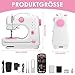 Mini Nähmaschine für Anfänger, Sewing Machine, Nähmaschine Anfänger mit 12 Stichoptionen, Nähmaschinen Klein, Sewing Machine Mini, Inkl. Fußpedal, Nachtlicht, Rückwärtsnähen, Kompakt, Pink/Weiß