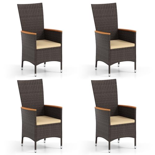 Tangkula High Back Rattan Dining Chairs