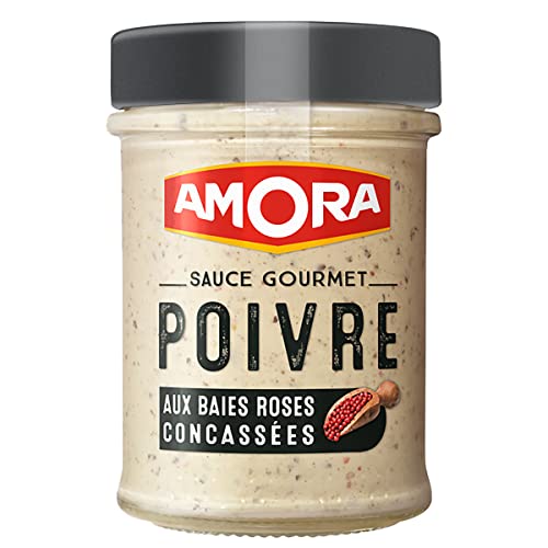AMORA - Lote de 3 unidades - Salsa gourmet de pimienta con bayas rosadas trituradas, 188 g