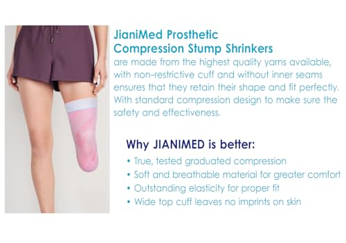 JianiMed Prosthetic Stump Shrinkers–Below Knee, 40cm, Compression, 20-30, Amputee Socks, Trendy, Taiwan Excellence 2XL - Thumbnail 2