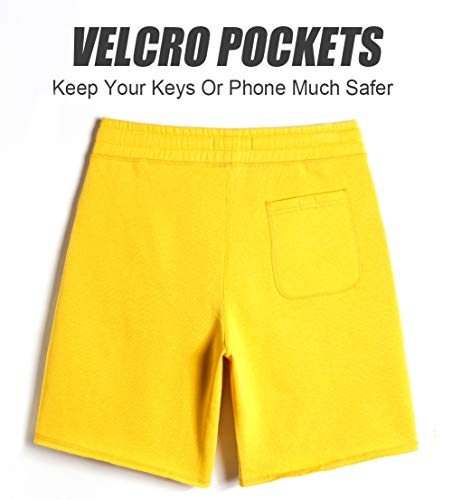 Caloleyng Mens Cotton 8" Long Casual Lounge Fleece Shorts Zipper Pockets Jogger Athletic Workout Gym Sweat Shorts #TOP1