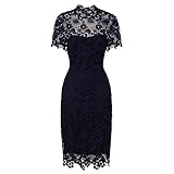 Paper Dolls Daisy Crochet Vestido, Azul (Navy Navy), 38 para Mujer