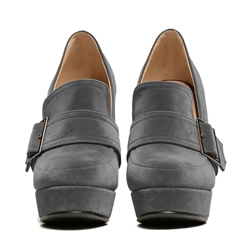 Image of SHODENSE Women Vintage Chunky Platform Loafers Pumps Tassel Round Closed Toe Slip On Suede Block High Heel Dress Loafer Shoes Buckle Strap Oxford Loafers Fringe Pump Dressy Chic Sexy Y2k 4-11 M US