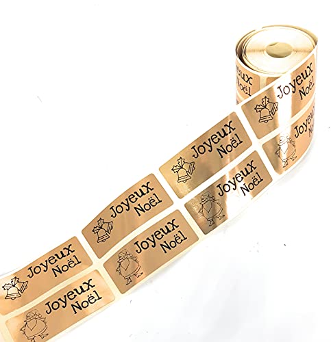 Lot de 300 étiquettes dorées adhésives Joyeux Noël Cover