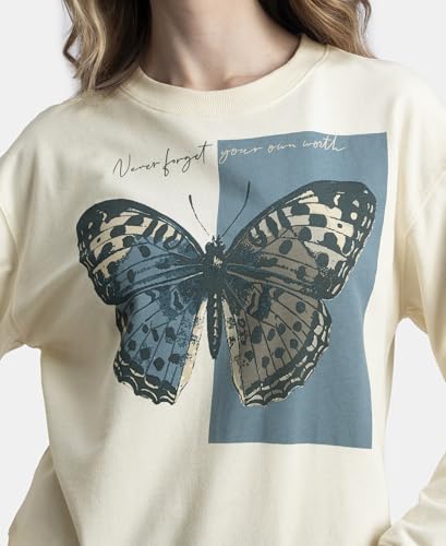 Image of Jockey A191 Women Super Combed Cotton French Terry Fabric Printed Sweatshirt